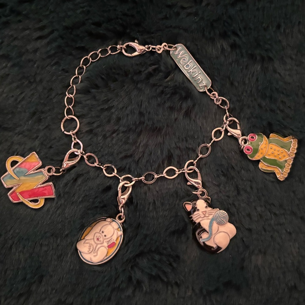 Silver Toned Charm Bracelet with Webkinz Animals